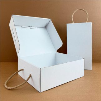 Caja de zapatos cofre con asa blanca