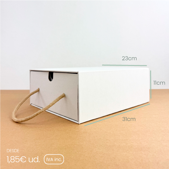 Cajón de cartón con asa blanco PERSONALIZABLE - Imagen 2